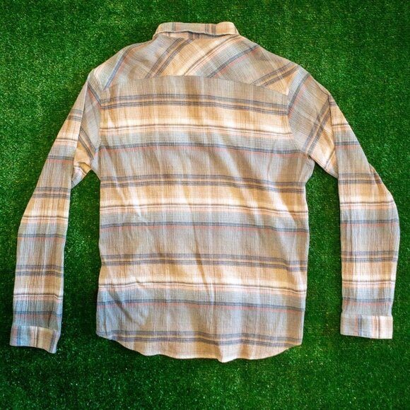 PATAGONIA ORGANIC COTTON WORN WEAR MENS CASUAL SHIRT LONG SLEEVE BLUE BROWN SZ S - Picture 4 of 5